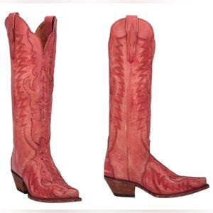 DAN POST WOMEN’S WESTERN HALLIE LEATHER BOOT COLOR: RED SIZE: 9 COWGIRL